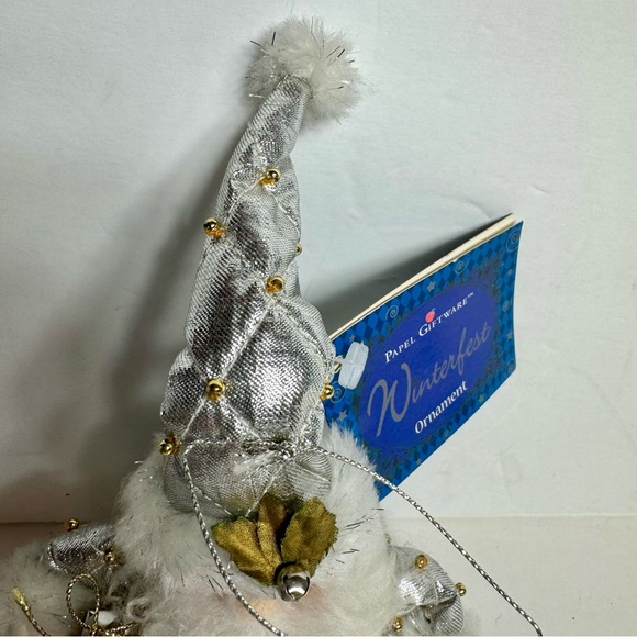 NWT. Beautiful Santa Ornament. Adorable Santa wearing silver quilted outfit - Picture 4 of 11